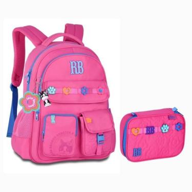 Imagem de Kit Mochila + Estojo Box Rebecca Bonbon Flower Power Rosa - Clio Style