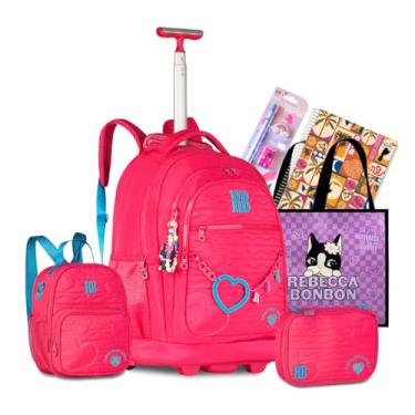 Imagem de Kit Mochila Rodinha Escolar Rb Rebecca Bonbon Carrinho Estojo E Lancheira Notebook (ROSA 09)