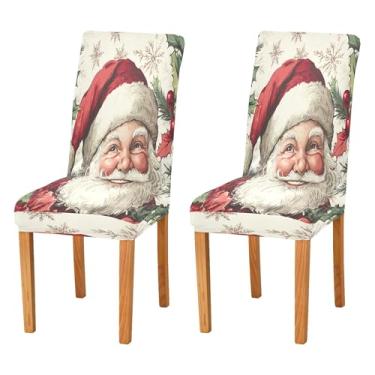 Imagem de SEHANY Conjunto de 4 capas de cadeira de gnomo de Papai Noel para sala de jantar, elástico, removível e lavável, para cozinha, hotel, festa, decoração de Natal
