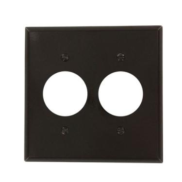 Imagem de Leviton 85052 Placa de tomada de dispositivo com furo único de 2 entradas de 3,5 cm, tamanho padrão, térmico, montagem de dispositivo, marrom