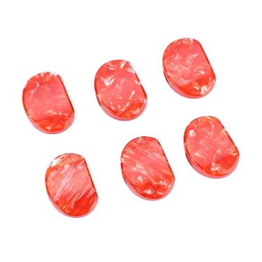 Imagem de Luqeeg Conjunto de Botões de Cabeças de Máquina de Acrílico Liso para Decoração de Guitarra Inclui Virolas e Parafusos (Padrão oval de pedra vermelha escura)