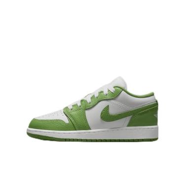 Imagem de Nike Tênis infantil Air Jordan 1 Low, Branco/clorofila, 5.5 Big Kid