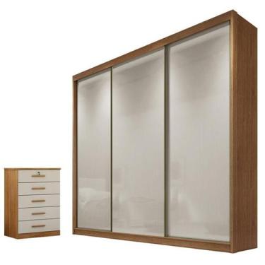 Imagem de Guarda Roupa Casal Logan com Nicho e Gaveteiro Suiça Cumaru 25 Fendi -