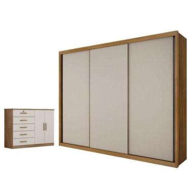 Imagem de Guarda Roupa Casal Palazzo E Cômoda Seul Cumaru 25 Fendi - Novo Horizo