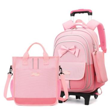 Imagem de Mochila rolante para meninas MITOWERMI 32x24x44 cm, conjunto rosa