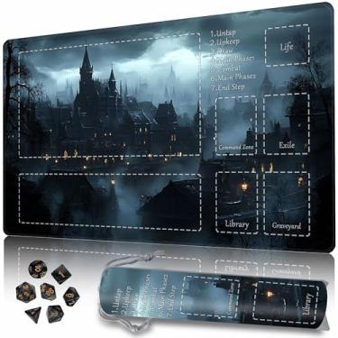 Imagem de Playmat MTG TCG DND with Storage Bag & 7 Dice Premium Edge-Locking Design Play Mat with Zones for Magic Playmat Gaming Mat