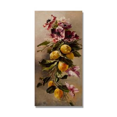 Imagem de NHLDZYH Quadro para cozinha - ainda vida vintage de flores - natureza morta em tela - decoração de parede romântica e acolhedora. C54. 50 x 100 cm. Apenas tela