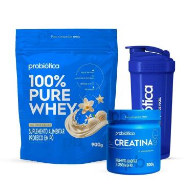 Imagem de Combo Whey 100% Pure 900g, Creatina 300g e Coqueteleira-Unissex