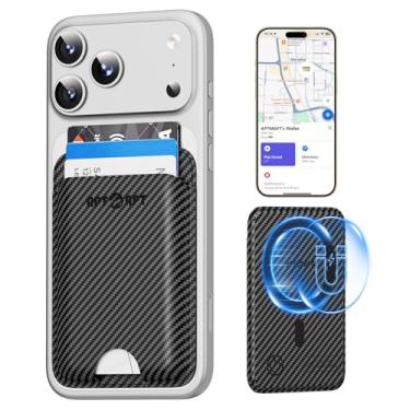 Imagem de APTMAPT Carteira Magsafe para iPhone 16/15/14/13/12 Series | Funciona com Apple Find My | Magnético mais forte | Suporte para 3 cartões | Bloqueio RFID | Carregamento sem fio (fibra de carbono preta)