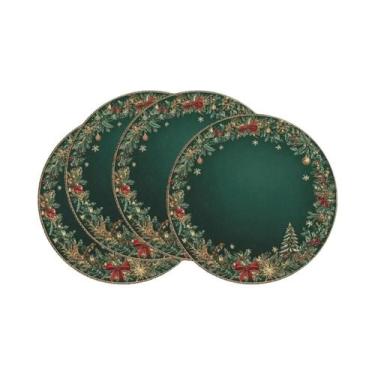 Imagem de Conjunto De 4 Sousplats De Natal Com Baga De Pinheiro Vermelho, Decora