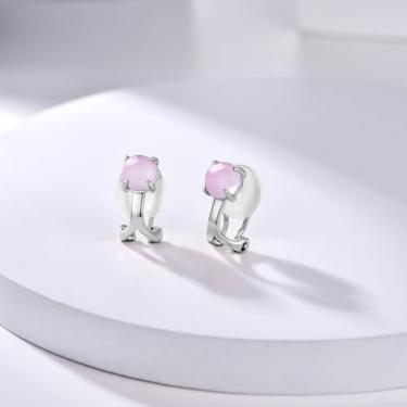 Imagem de Brincos de pressão para mulheres, unissex, sem orelhas furadas, brincos de pedra do mês de nascimento não perfurados para presente de aniversário, Medium, Cobre, Ametista