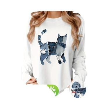 Imagem de Camiseta Feminina Solta E Confortável De Algodão Com Estampa Gráfica D