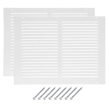 Imagem de PATIKIL Tampa de ventilação de abertura de duto de 35,56 cm x 25,4 cm, 2 peças de tampa de ventilação para bico HVAC Grade de registro de espaço para piso de parede de teto doméstico, branco Tamanho