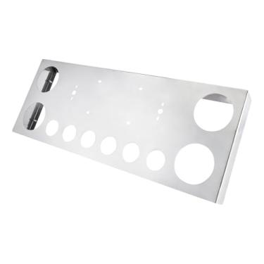 Imagem de PRINIC Painel de luz traseira de aço inoxidável para semi-caminhão com quatro recortes redondos grandes e seis pequenos painéis de luz traseira, prata