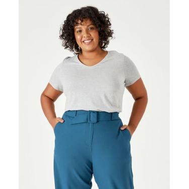 Imagem de Blusa Básica Feminina Plus Size Decote V Em Meia Malha Anti Odor - Mal