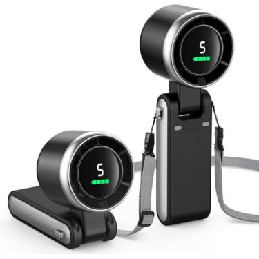 Imagem de AWOAWO Ventilador turbo portátil, vento de 5 marchas, operado por bateria, até 13 horas de trabalho, ventiladores manuais 3 em 1 com ventilador de resfriamento Air Turbo Tech para atividades ao ar