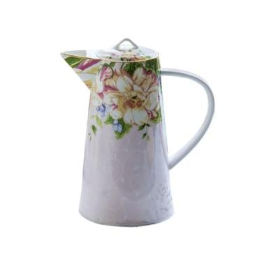 Imagem de Jarra de água de 1200 ml com tampa e alça de osso, chaleira, vintage, jarro de água, cozinha, bebidas frias ou quentes, pote de suco de café, garrafa de água (rosa)