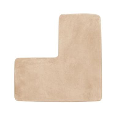 Imagem de Tapete de canto de banheiro em forma de L, 1 peça, cor sólida, coral, lã, antiderrapante, tapete de entrada, tapete de cozinha absorvente de água (bege)