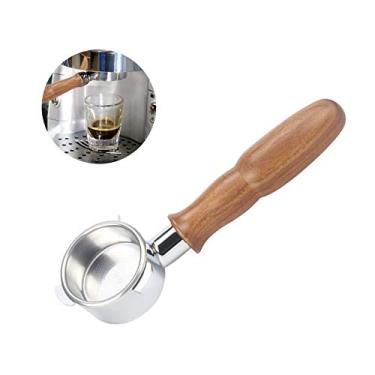 Imagem de Portafilter sem fundo para café de 54mm com cesto e cabo madeira substituição máquina 880 870 850 ferramenta reutilizável extração liga acessórios