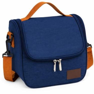 Imagem de Bolsa Térmica para Marmita – Lancheira Térmica Unissex com Alça Ajustável, Compacta para Trabalho, Escola, Academia e Passeios (Cinza) (Azul)