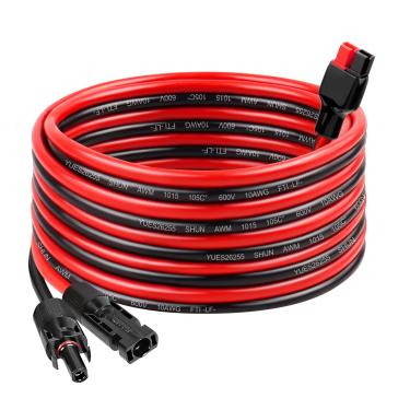 Imagem de MOOKEERF Cabo de painel solar 10AWG para conector Anderson - Cabo de extensão solar de 6 m com conector estilo Anderson para gerador solar de painel solar de estação de energia portátil