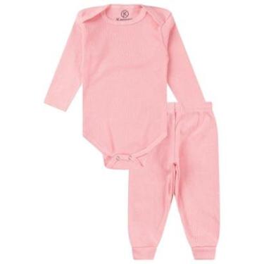 Imagem de Kit Body Bebê Canelado 2 Peças Kappes Rosa-Feminino