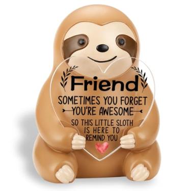 Imagem de CWGOTC Presentes de amizade, preguiça, linda estatueta de amizade para aniversário, Natal, presente inspirador de agradecimento a amigos, lembrete positivo decoração de mesa lembrança YSS61