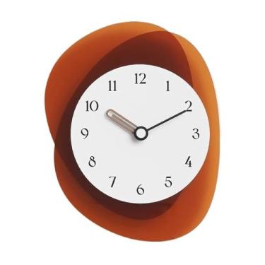 Imagem de KEG801302 Relógio de parede para sala de estar, sem perfuração, decoração simples, relógio de parede, relógio personalizado, adequado para hall de entrada, estudo, hotel. Relógio de parede (marrom)