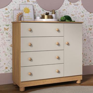 Imagem de Cômoda Infantil 95cm 1 Porta e 4 Gavetas Allegra Multimóveis MP4444