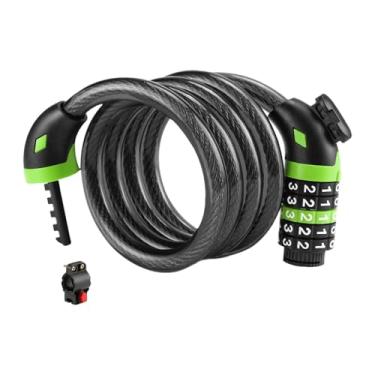 Imagem de Vaveren Cadeado de combinação de 5 dígitos à prova d'água com cabo de 120 cm para bicicletas de esqui e montanha, ideal para adultos, Verde