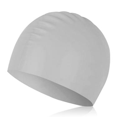 Imagem de Touca de natação de silicone, cabelo longo, chapéu de natação, elástico, resistente a rasgos, para mulheres, homens, adultos, crianças, preto, cinza, branco, amarelo, 225 190 mm (Cinza)