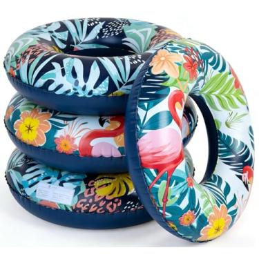 Imagem de Boia de piscina grande de tubo inflável de 4 peças para adultos, tubo interno, anéis de natação, espreguiçadeira, boia para festas na piscina e verão (havaiano)