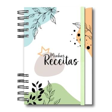 Imagem de Caderno de Receitas Culinária, Capa Dura, 200 Páginas, A5 21x15cm, com Elástico e Bolso Canguru, Wire-o Branco