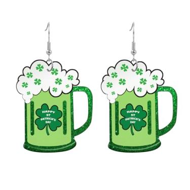 Imagem de Brincos femininos do Dia de São Patrício | Brincos de acrílico trevo verde | Joias irlandesas - Presente adorável