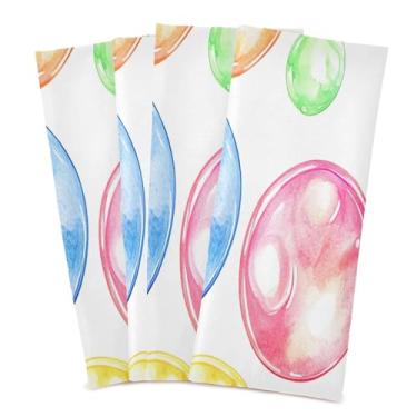 Imagem de xigua Conjunto de 6 panos de prato de cozinha com bolhas coloridas em aquarela, toalhas de cozinha macias e altamente absorventes de secagem rápida para limpeza de pratos e limpeza à mão, 71 x 45 cm