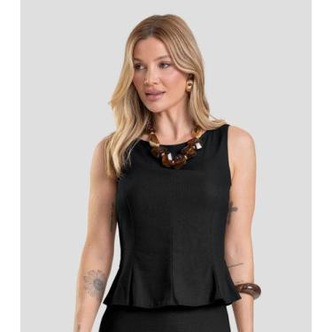 Imagem de Regata Feminina em Tecido Linho Dianna Preto, M, Preto