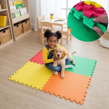 Imagem de Kit 12 Tapetes EVA 50x50cm 10mm com Bordas Tatame Piso Emborrachado An