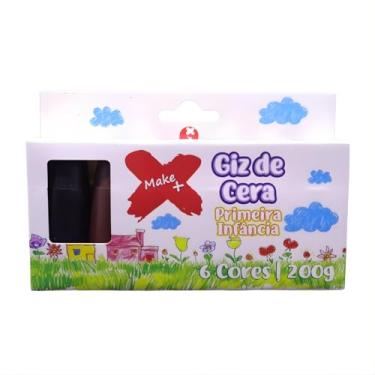 Imagem de Giz de Cera Primeira Infância, 6 Cores, Formato Redondo, Atóxico, 25x70mm, 200g