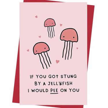 Imagem de Ocresto Cartão de aniversário engraçado para amigos – "If You Got Stung by a Jellyfish I Would Pee on You" – Vale-presente bem-humorado