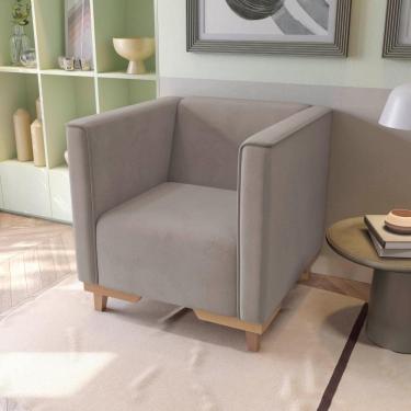 Imagem de Poltrona Ravena Kappesberg Veludo Cinza