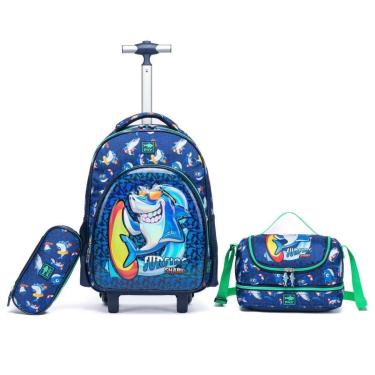Imagem de Kit Infantil Mochila De Rodinhas + Estojo + Lancheira Menino-Masculino