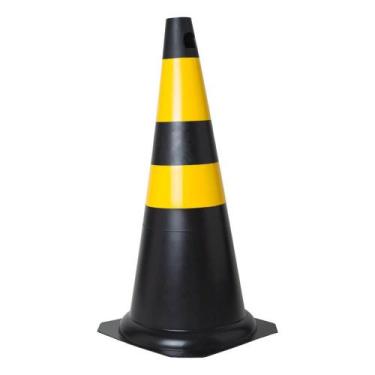 Imagem de Cone rigido preto e amarelo 75cm 58546 Kteli, Preto, Amarelo