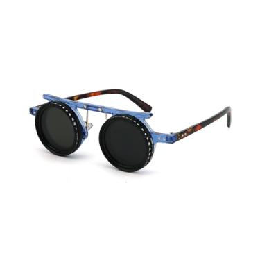 Imagem de Loycco Feito à mão Nd-400 9 engrenagens redondo polarizado ajustável escurecimento óculos de sol masculino feminino filtro mergulho pesca, Ch2996 Azul, 40.5