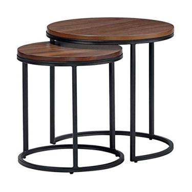 Imagem de Pequena mesa de centro redonda de ferro forjado, sala de estar, moderna, minimalista, mesa de centro