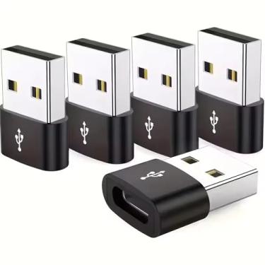 Imagem de Adaptador USB C fêmea para USB macho pacote com 5, conversor de cabo carregador tipo C para USB A, compatível com Apple Watch iPhone 16 15 14 13 12 Pro Max, AirPods Ultra 8 9 Samsung Galaxy S23 S24