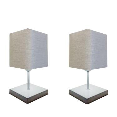 Imagem de Abajures Quadrados Md-2008br Cúpula Tecido Cinza