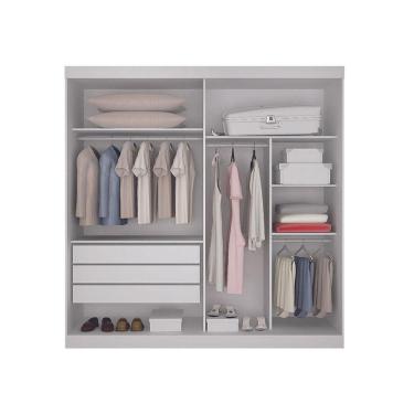 Imagem de Guarda Roupa Solteiro Espelhado 2 Portas 3 Gavetas - São Paulo-branco - Leifer Móveis