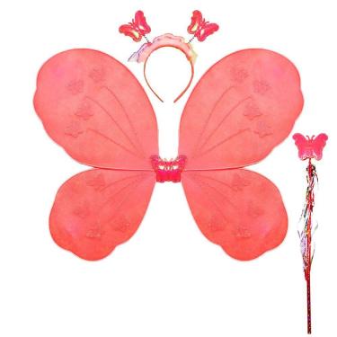 Imagem de Kit Asa De Borboleta Com Varinha E Tiara Vermelho