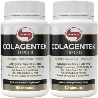Imagem de Kit 2 Colagentek Vitafor Tipo II 60 cápsulas 790mg