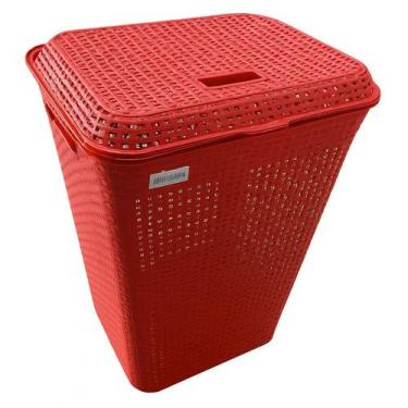 Imagem de Cesto de Roupas Sujas Grande 72L com Tampa Organizador para Lavanderia